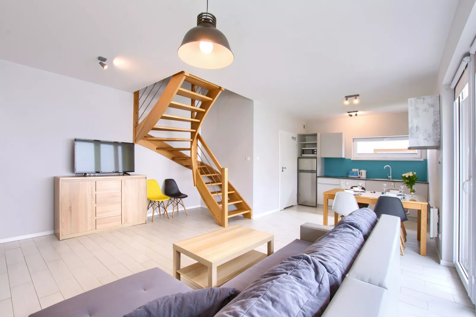 Domy z basenem Rogowo dla 7 osób-Woonkamer