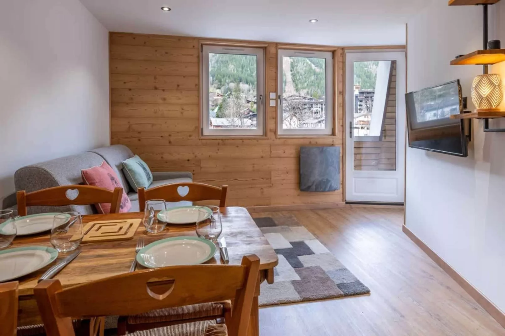 Appartement "chalet" avec parking vue imprenable-Woonkamer