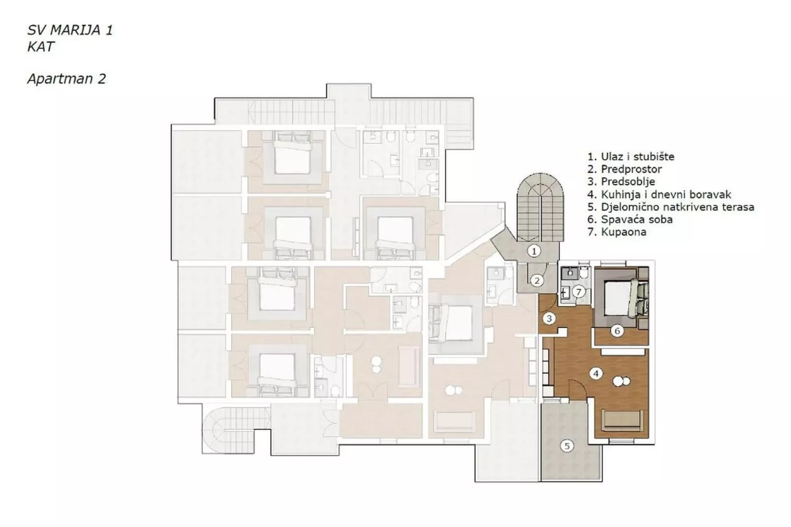 Sv Marija I-Ferienwohnung 2 - Typ 2plus2 - Plattegrond
