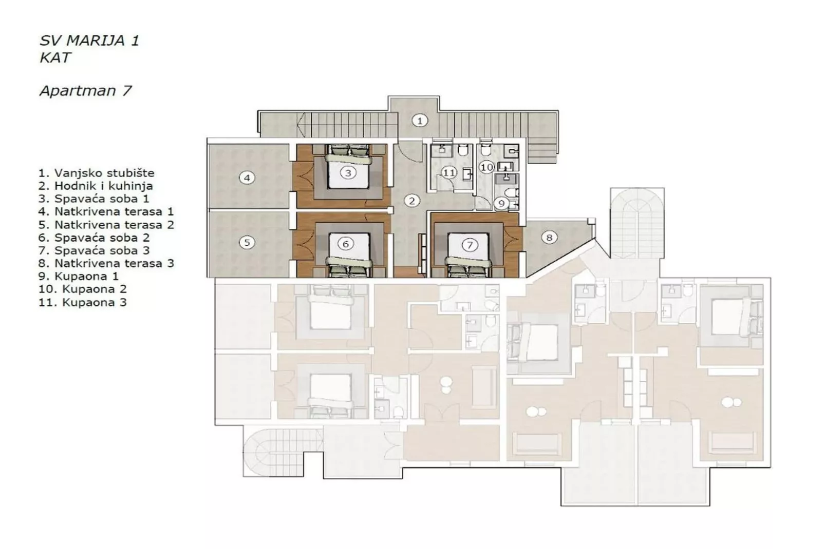 Sv Marija1 - Ferienwohnung 7 - Typ 4plus2 - Plattegrond