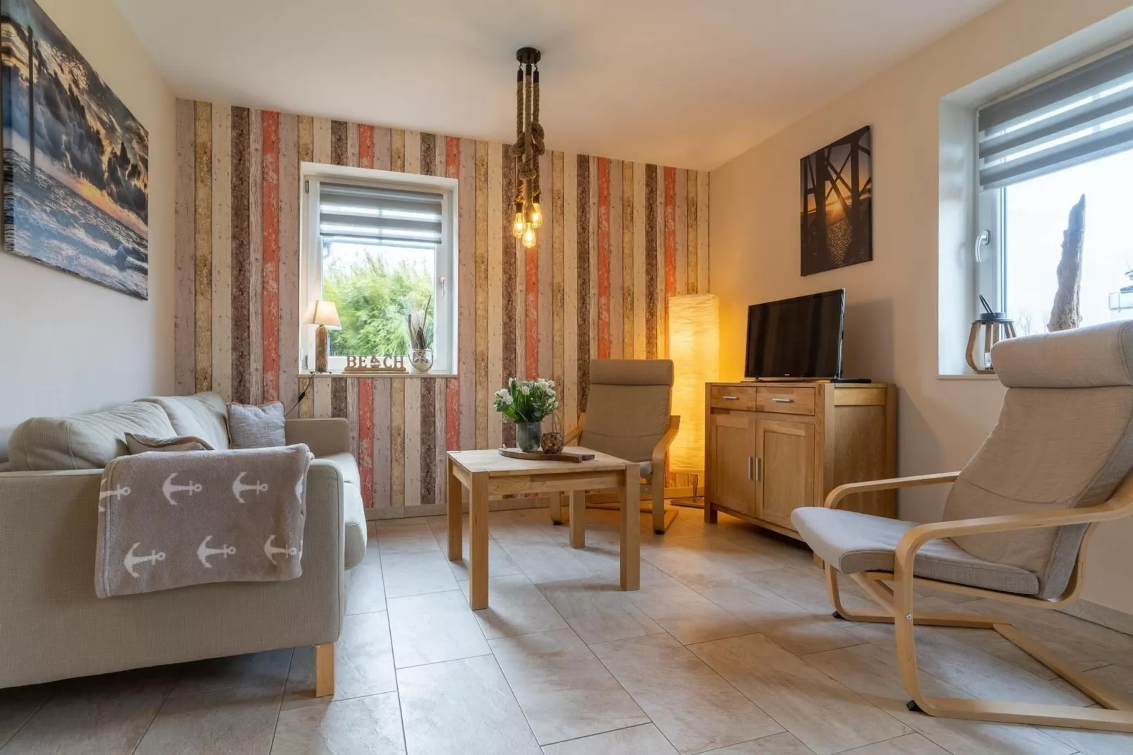 Doppelhaushälfte Op de Geest St Peter-Ording-Woonkamer