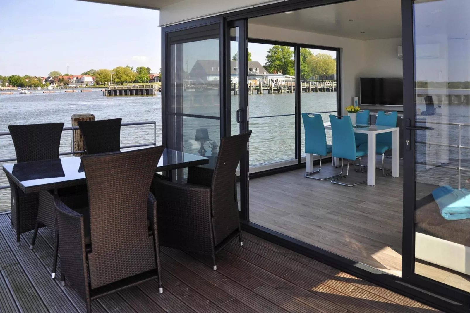 Houseboat Floating House "Leni", Ribnitz-Damgarten-Leni - Terrasbalkon