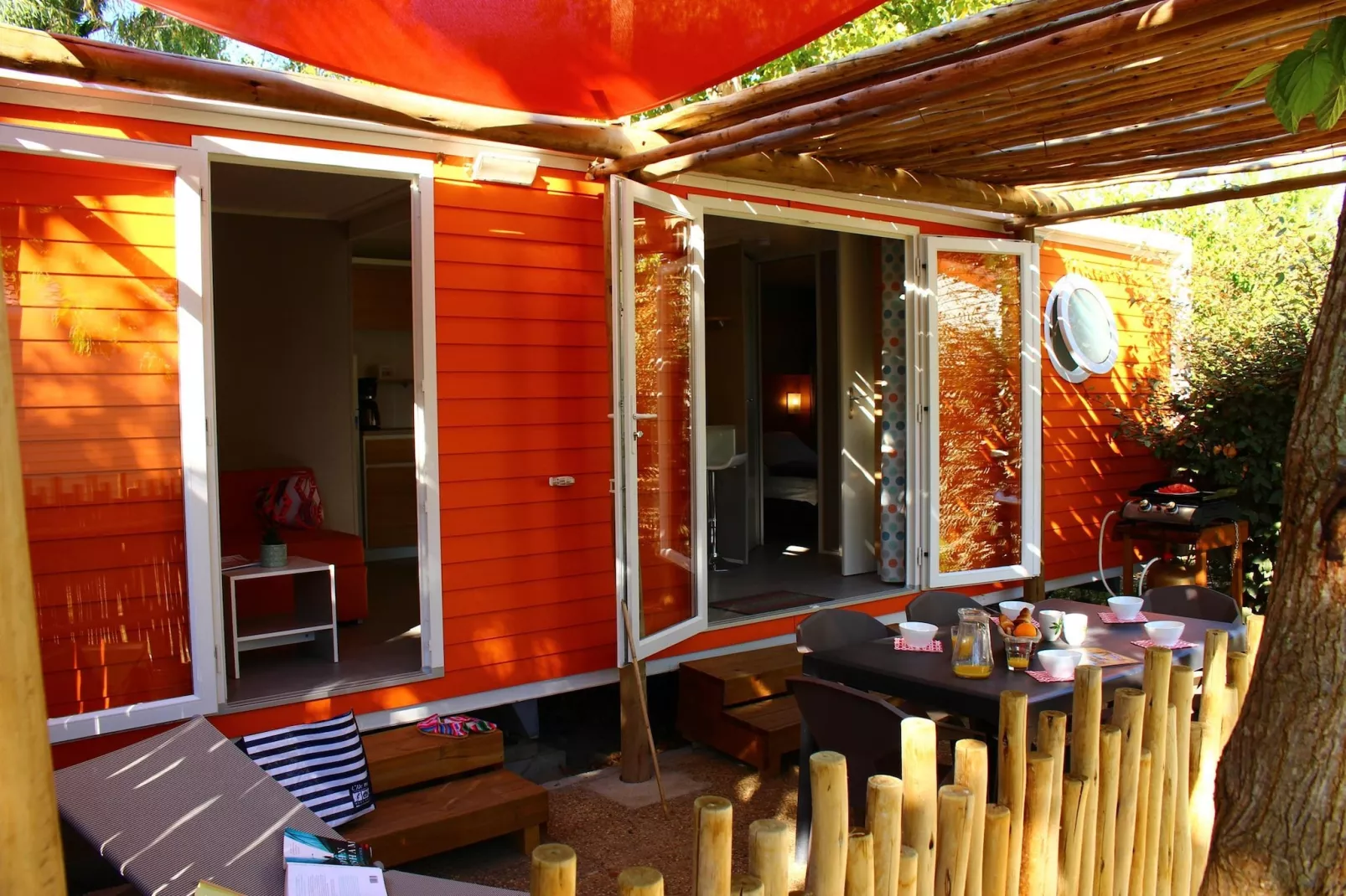 Camping L'Air Marin Vias-Plage  Mobilhome Acapulco 2CH - Terrasbalkon