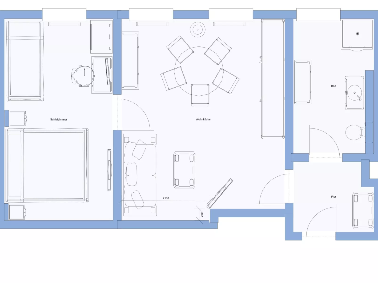 Schiller Apartment im Zentrum von Hof. Küche, Parkplatz, 250MBit Wlan - Binnen