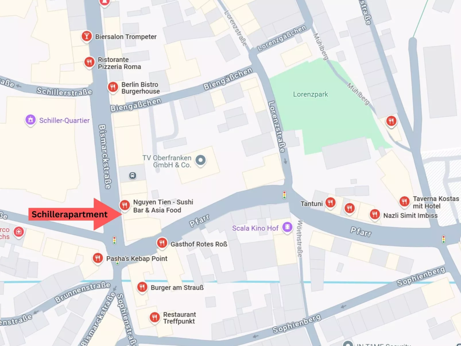 Schiller Apartment im Zentrum von Hof. Küche, Parkplatz, 250MBit Wlan - Buiten