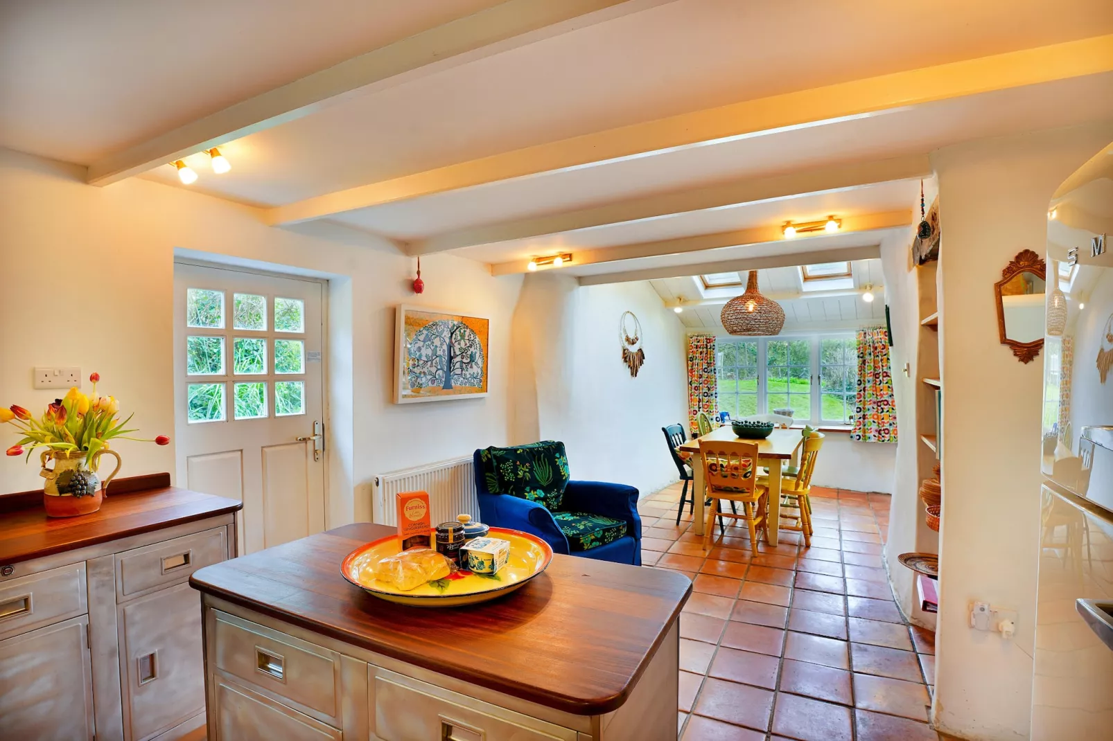 Porthcothan Mill Cottage - Woonkamer