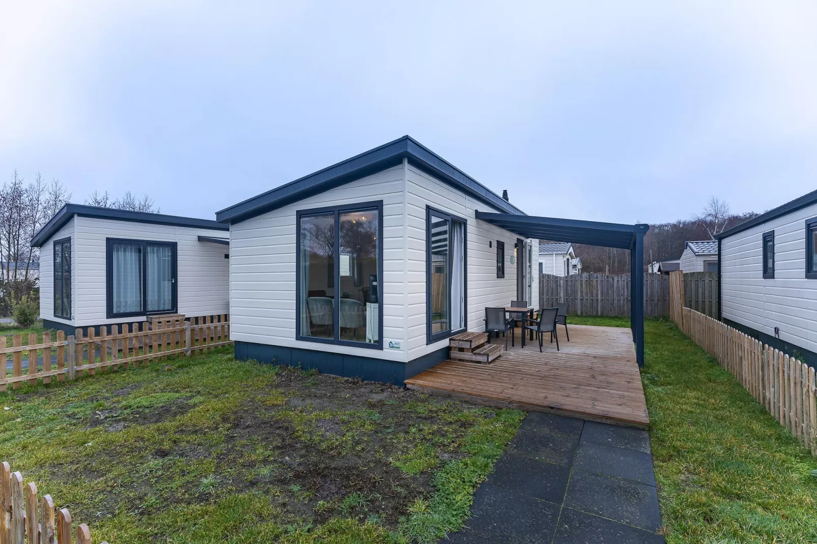 Duinhoeve chalet Schelp - Buitenkant zomer