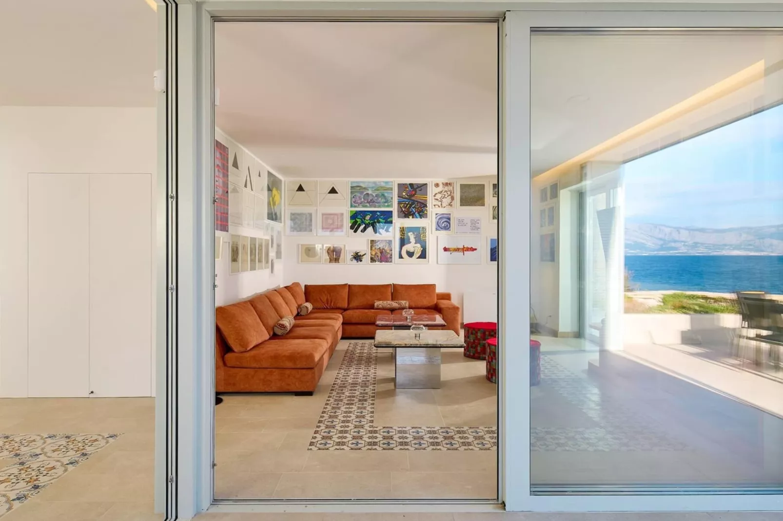 Luxury Seafront Villa Casa Familija Brac with Pool - Woonkamer