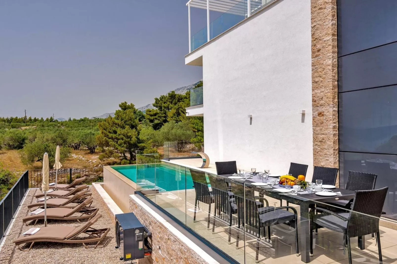 Luxury Villa Delight I – Promajna, Heated Pool - Terrasbalkon