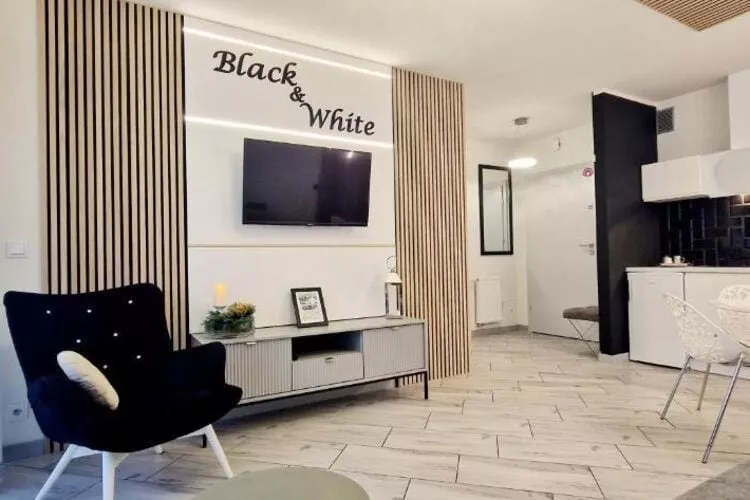 Apartament Black & White Mielno-Woonkamer