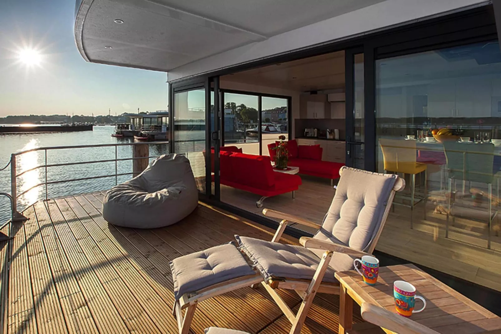 Houseboat Floating Houses Blue Active, Ribnitz-Damgarten-Blue Active - Terrasbalkon