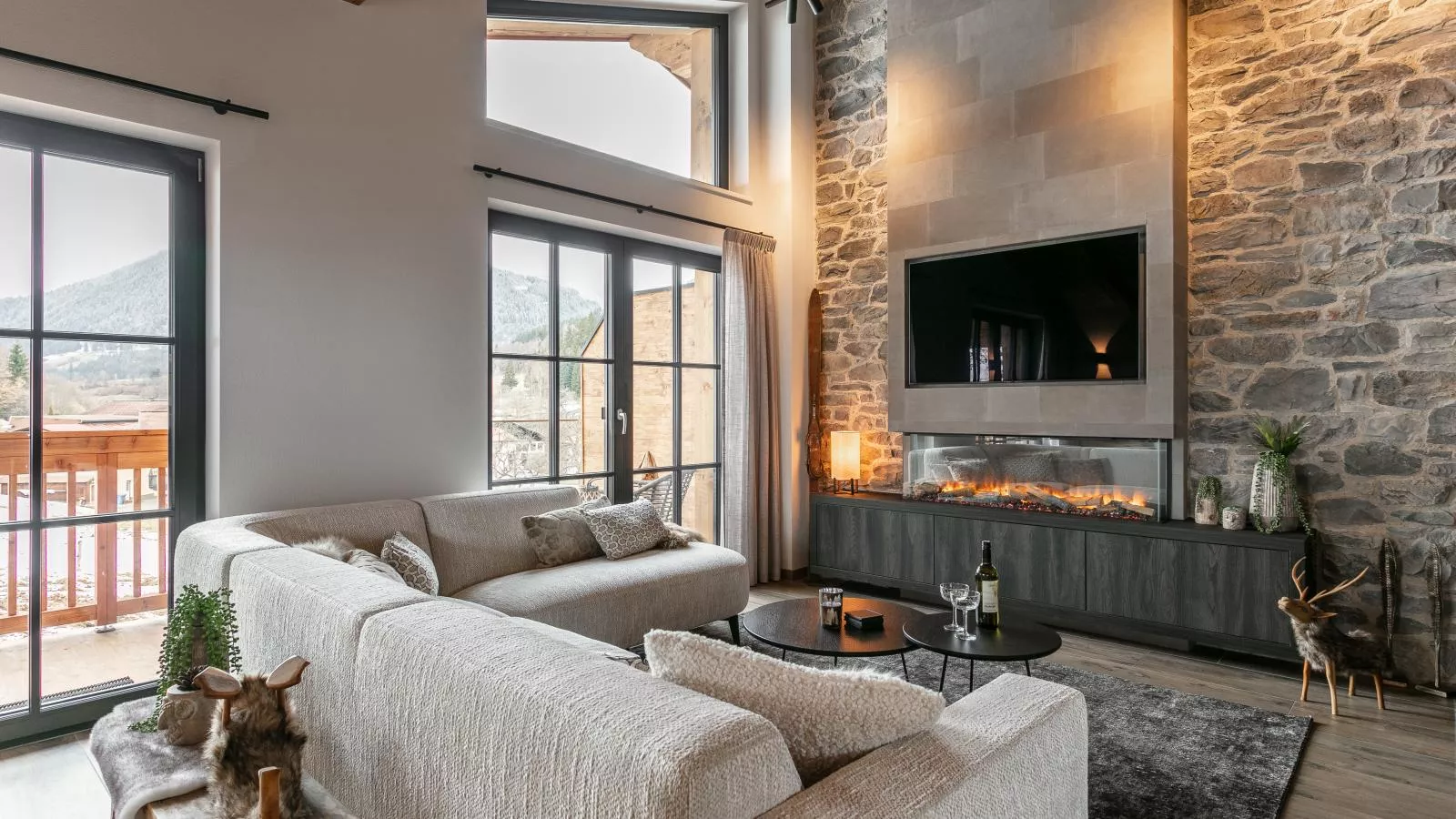Chalet Gipfel Lodge Alpine Style - Woonkamer