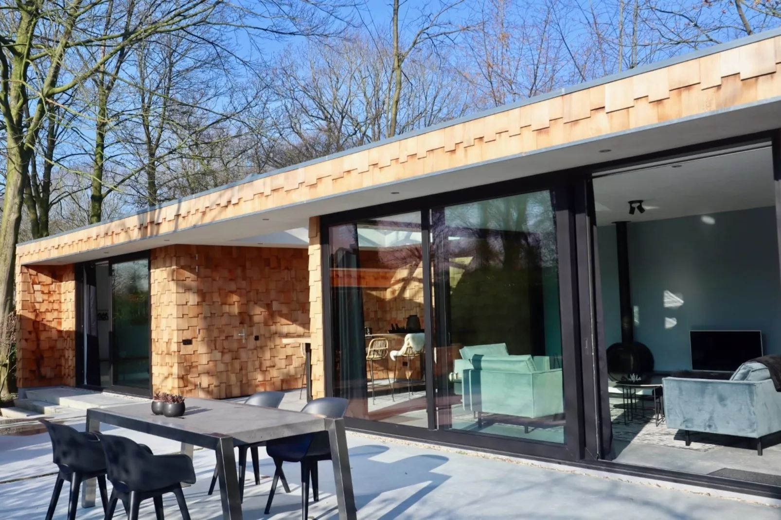 Houten Boshuis - Terrasbalkon