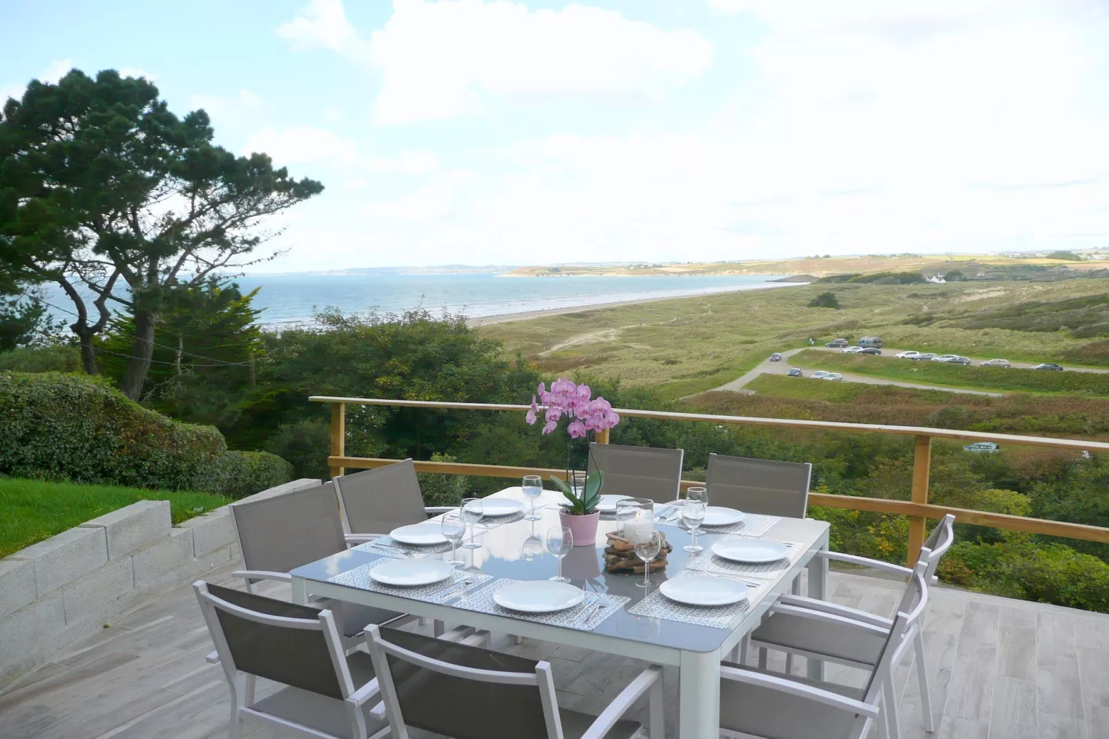 Ferienhaus mit Panorama-Meerblick Plonévez-Porzay - Terrasbalkon