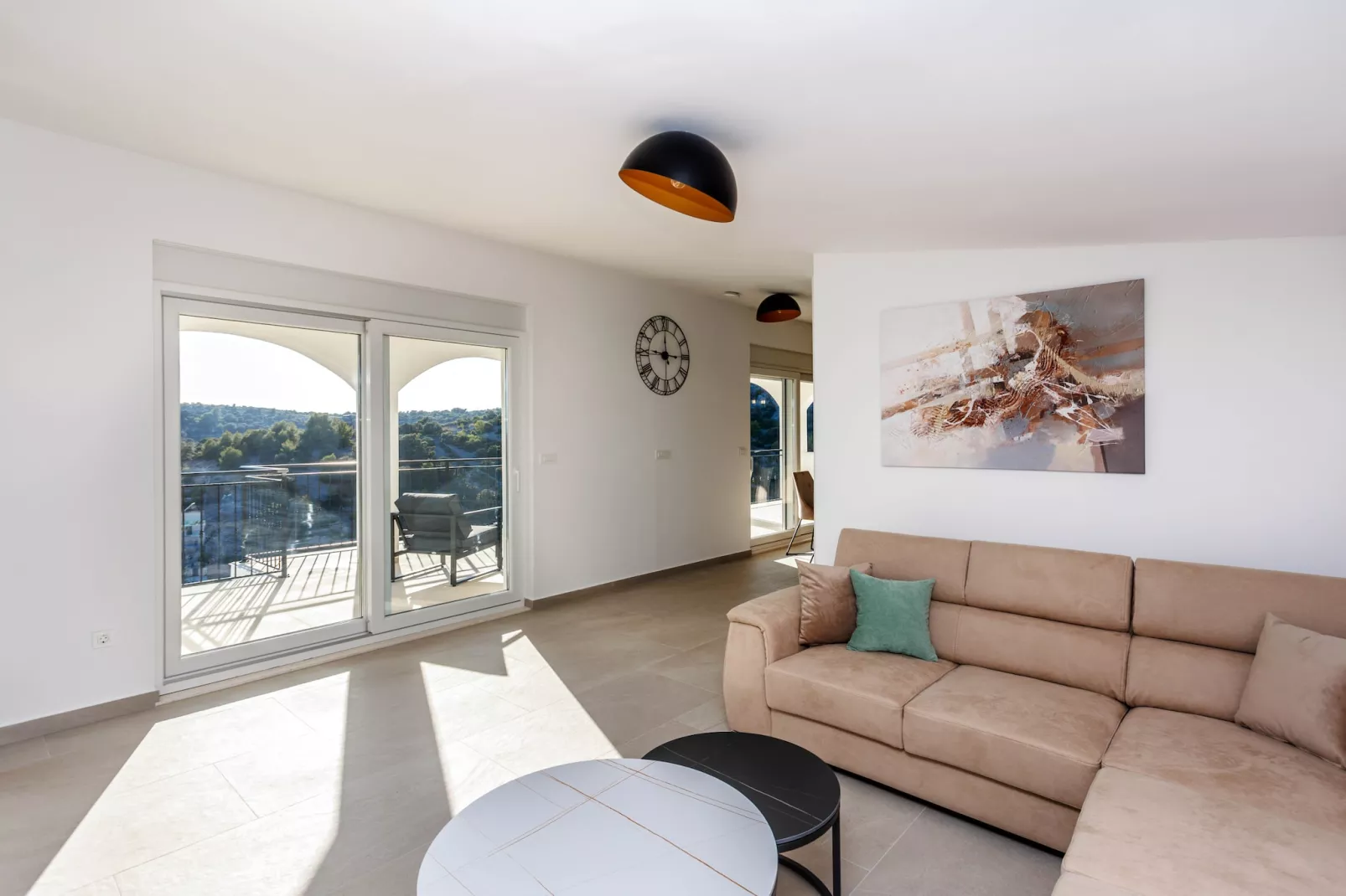 Villa La Fortezza with sea view - Woonkamer
