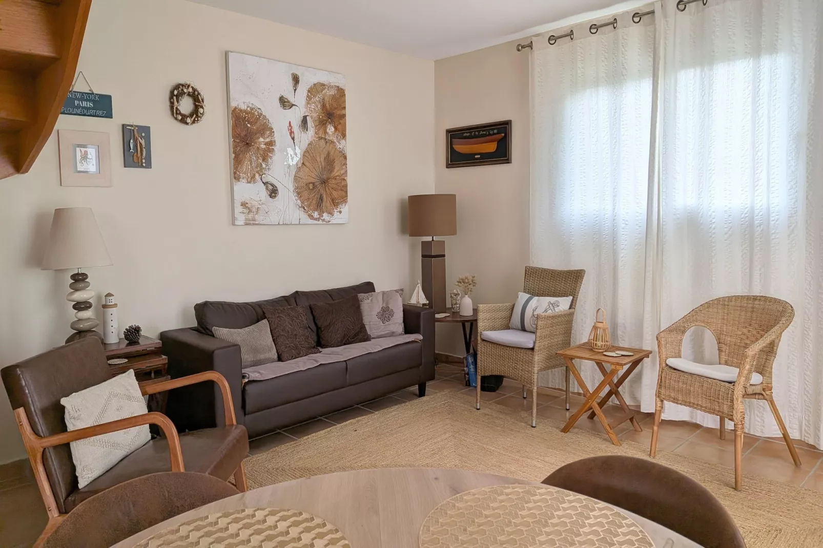 Ferienhaus Plounéour-Brignogan-Plages - Woonkamer