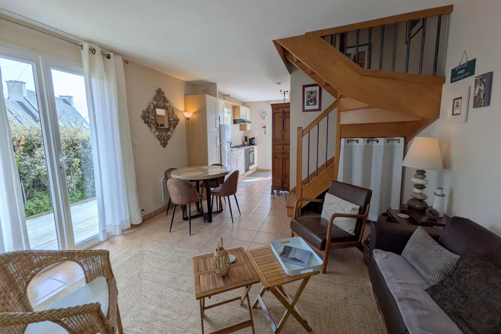 Ferienhaus Plounéour-Brignogan-Plages - Woonkamer