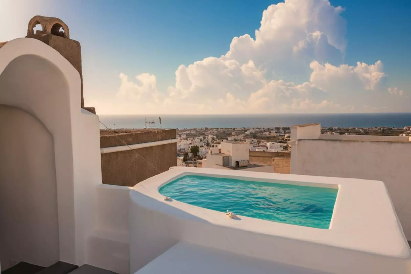 Poseidon’s Water Escape Santorini Rooftop Jacuzzi