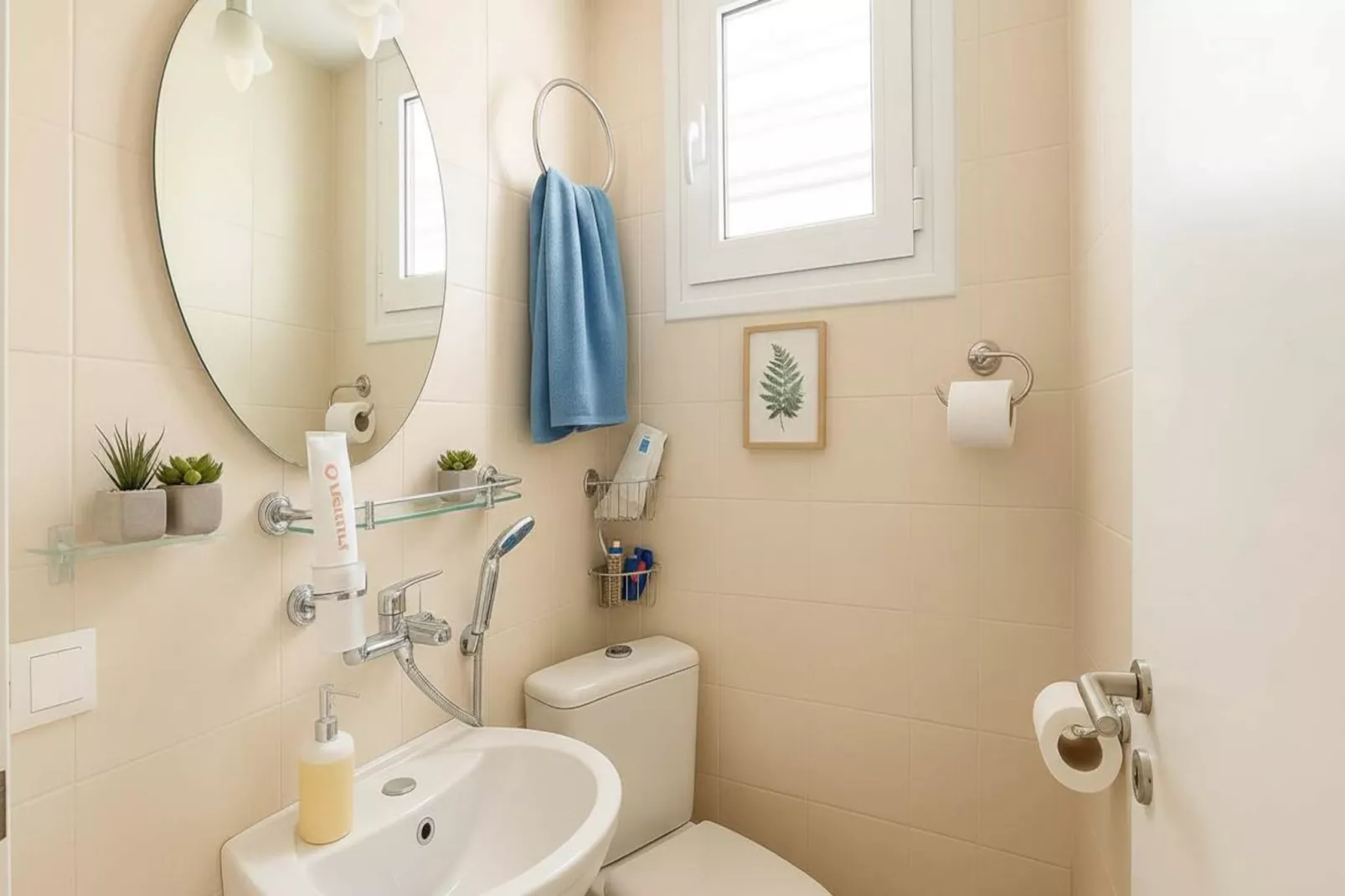 Picturesque Paros White House with Balcony Views - Badkamer