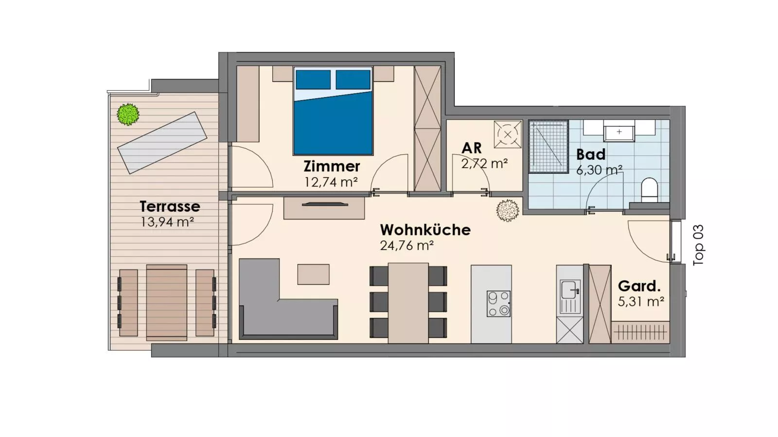 City Apartments Jenbach Top3Top4Top5 - Plattegrond