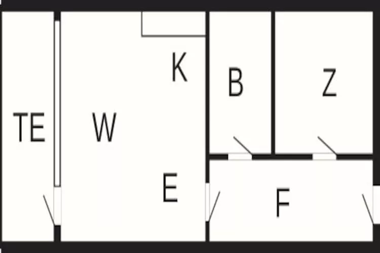 2 room,ground floor,44m2 - Plattegrond