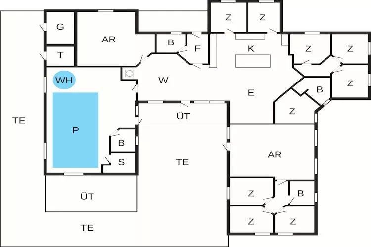 Luxe vakantieverblijf met zwembad - Plattegrond