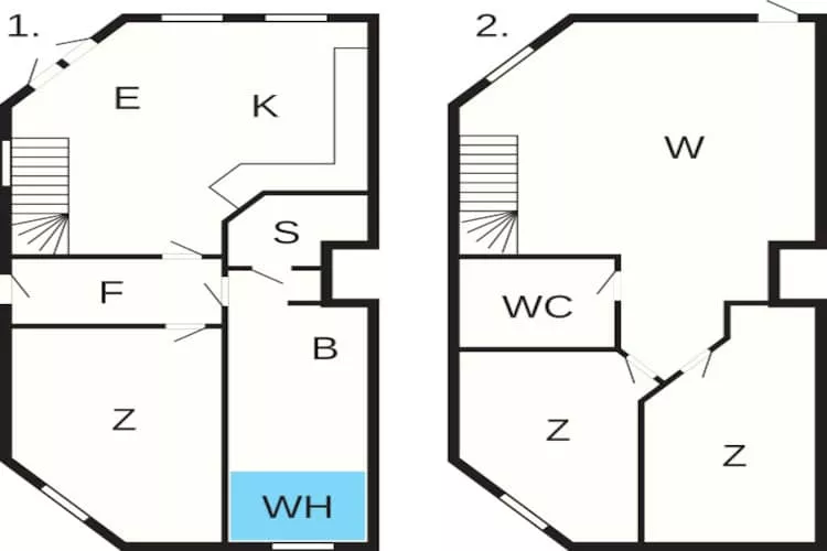 4½ room,1+2 floor w/seaview - Plattegrond