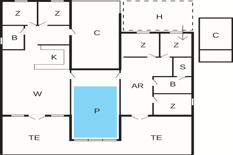 Rolstoeltoegankelijk huisje met zwembad - Plattegrond