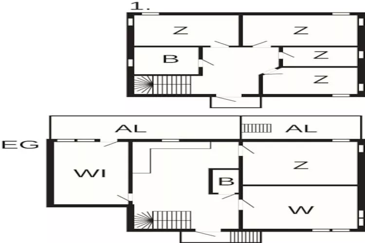 Villa in stad vlakbij zee en strand - Plattegrond