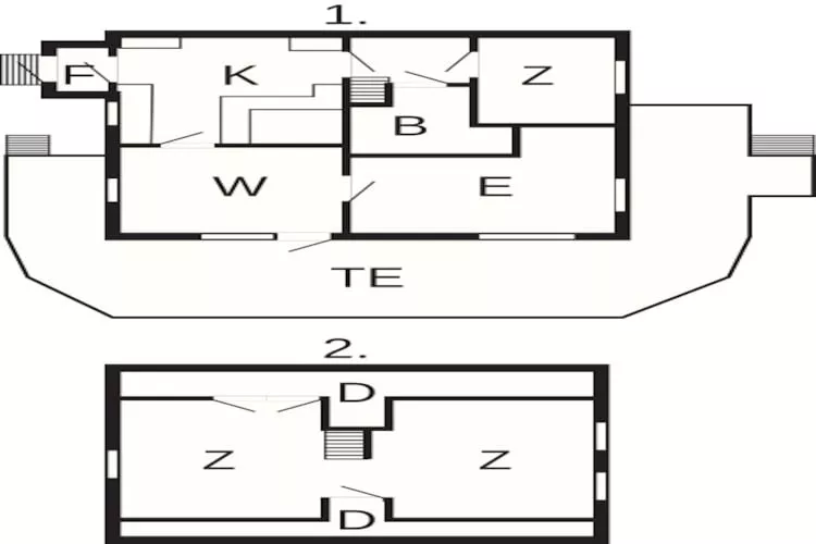 Huisje aan zee met balkon en barbecue - Plattegrond