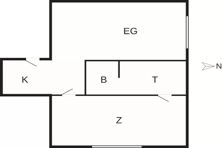 2-kamerappartement in Denemarken - Plattegrond