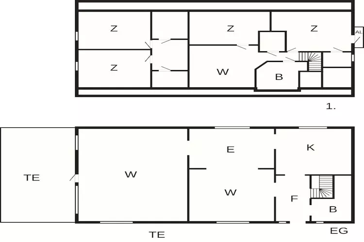 Kustvakantiehuis in Bjarrebygden - Plattegrond