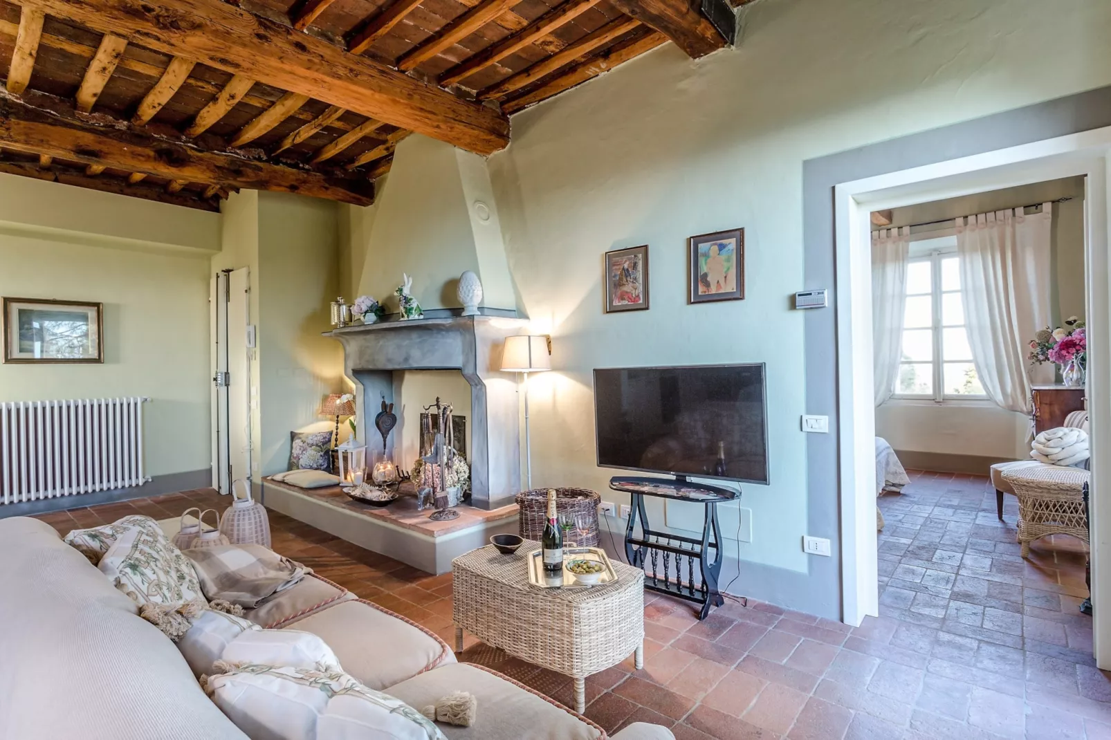 Il Frantoio Farmhouse Apartment - Woonkamer