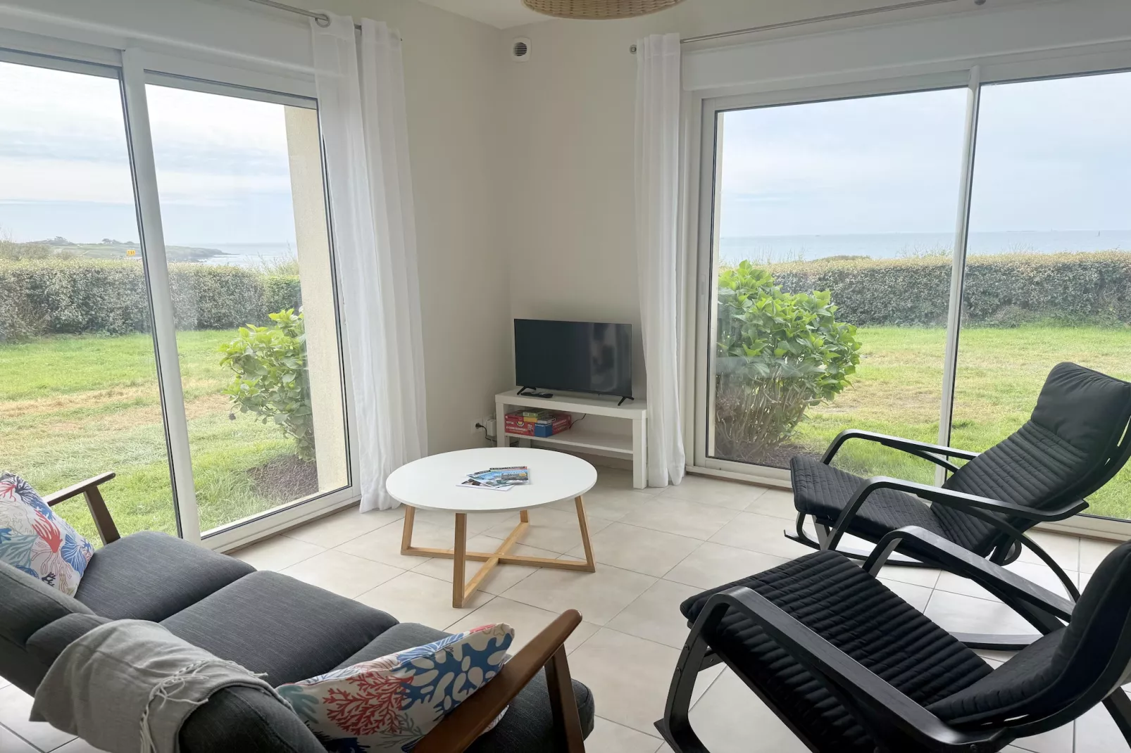 Ferienhaus mit Panoramablick Le Conquet - Woonkamer