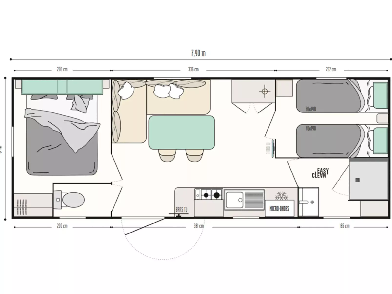 Camping Papillon Bouillon - Comfort 235 - Binnen