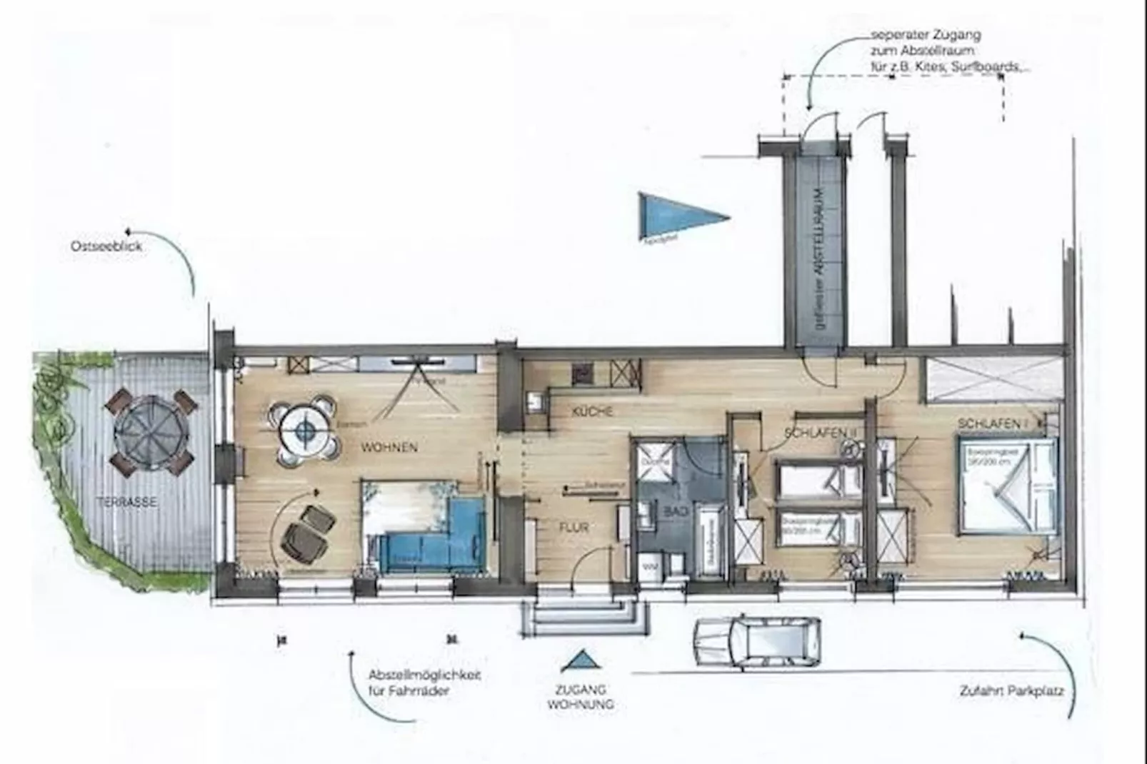 Ferienwohnung P2 - Am Meer - Plattegrond
