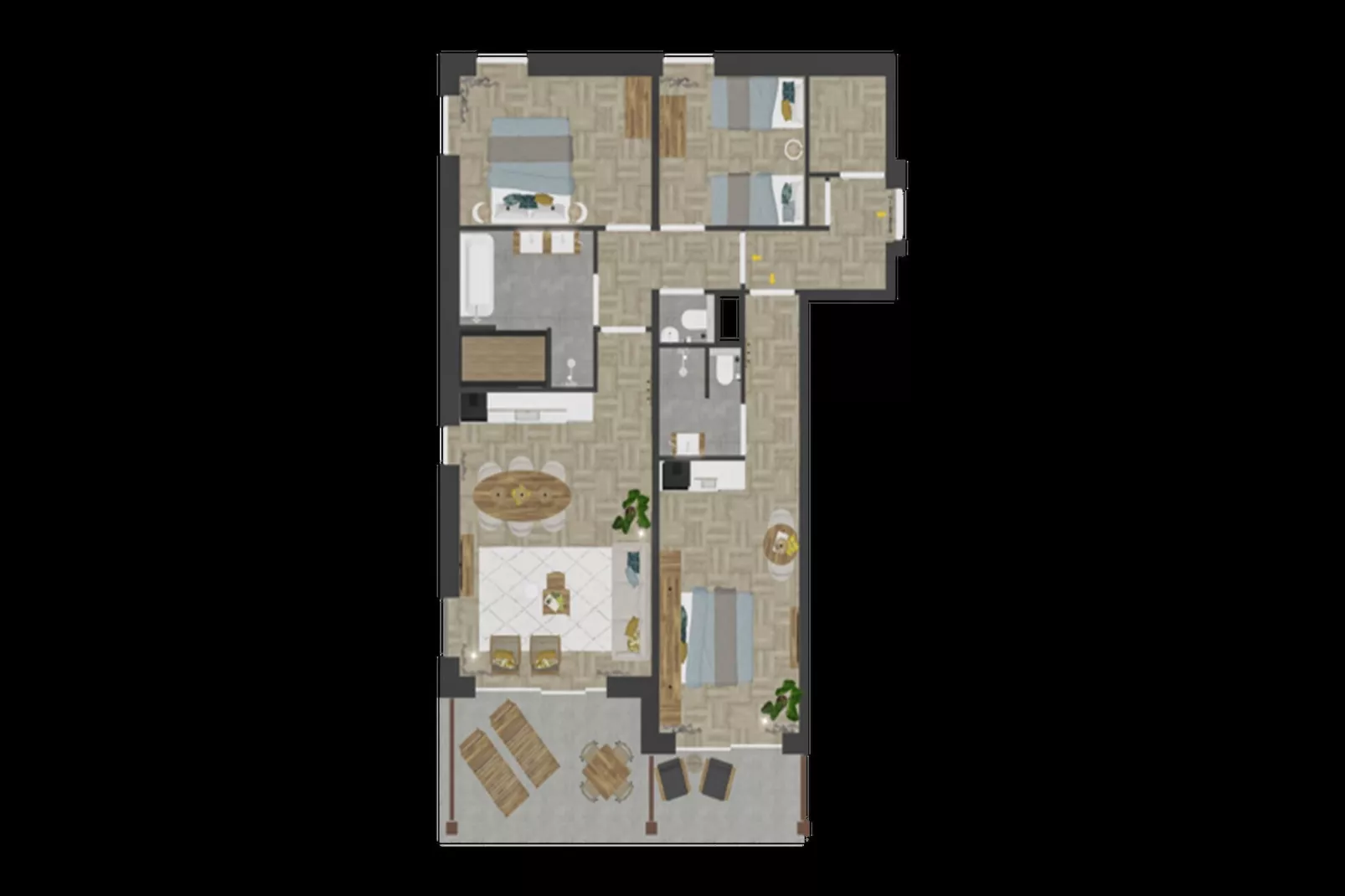 Luxury Beach Apartment | 4+2 Pers. - Plattegrond