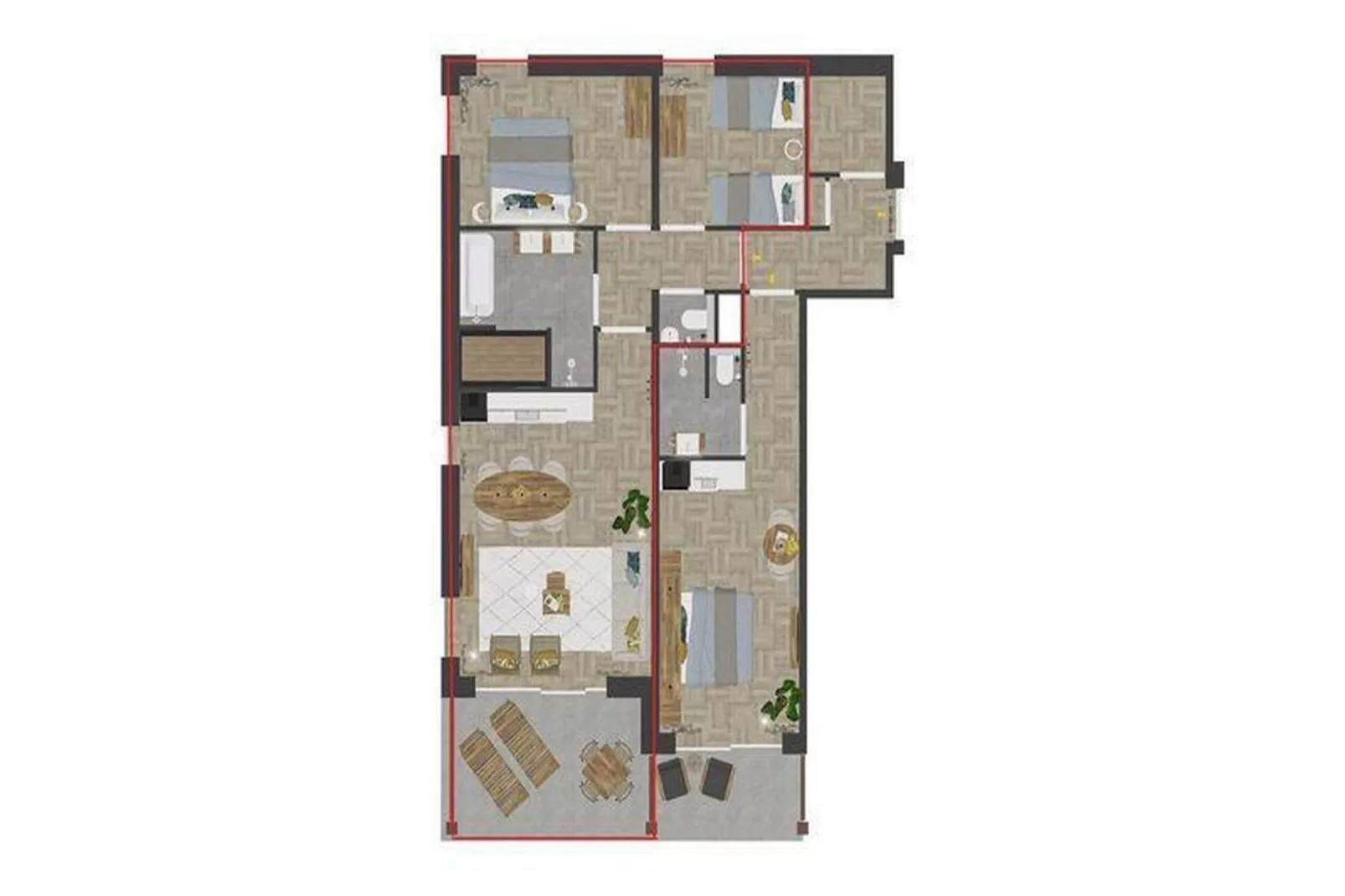 Luxury Beach Apartment | 4 Pers. - Plattegrond