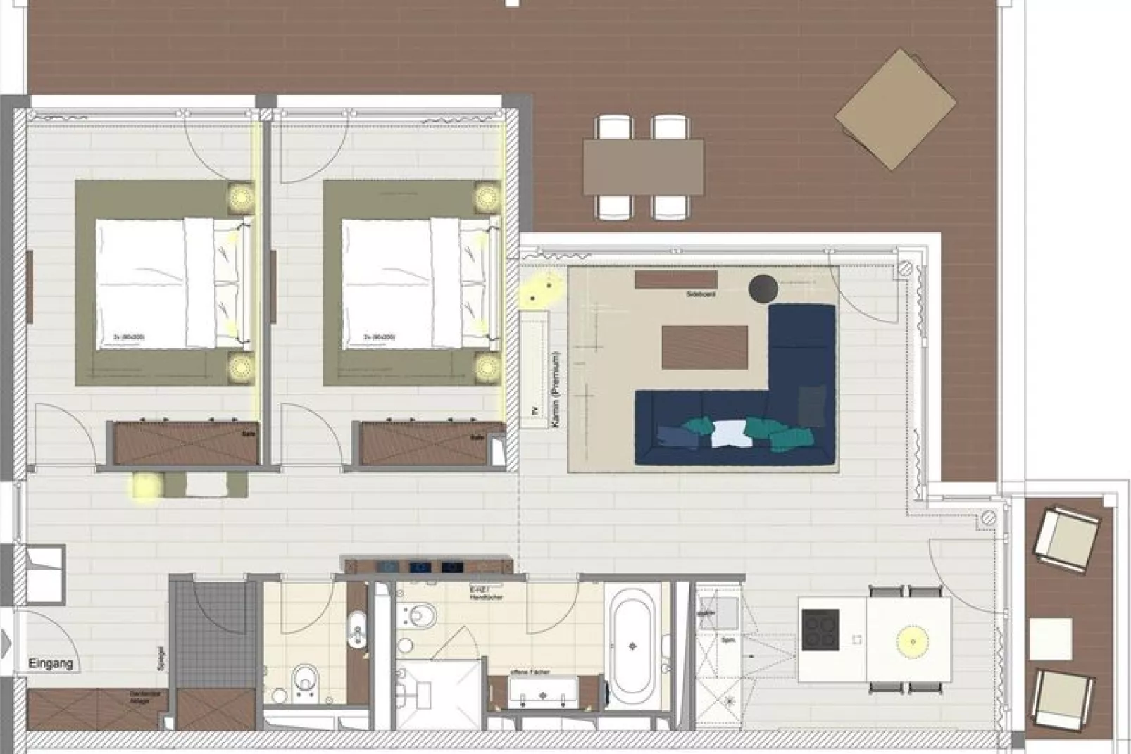 Apartments im MAREMÜRITZ Yachthafen Resort & Spa / Anker Penthouse Suite 2 Personen und 2 Kinder 3-15 Jahre-Plattegrond
