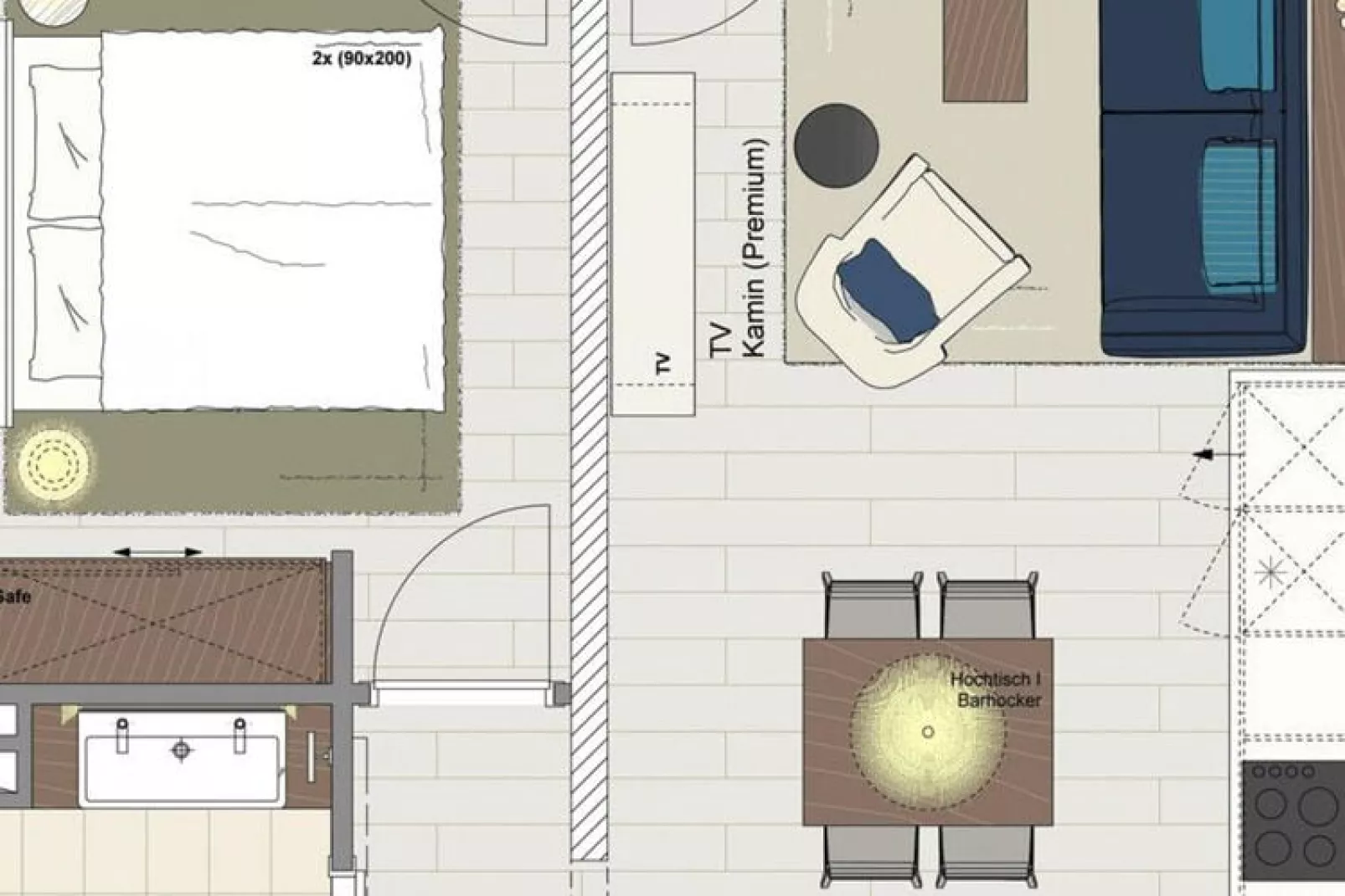 Apartments im MAREMÜRITZ Yachthafen Resort & Spa / Aurora Müritzblick 2 Personen-Plattegrond