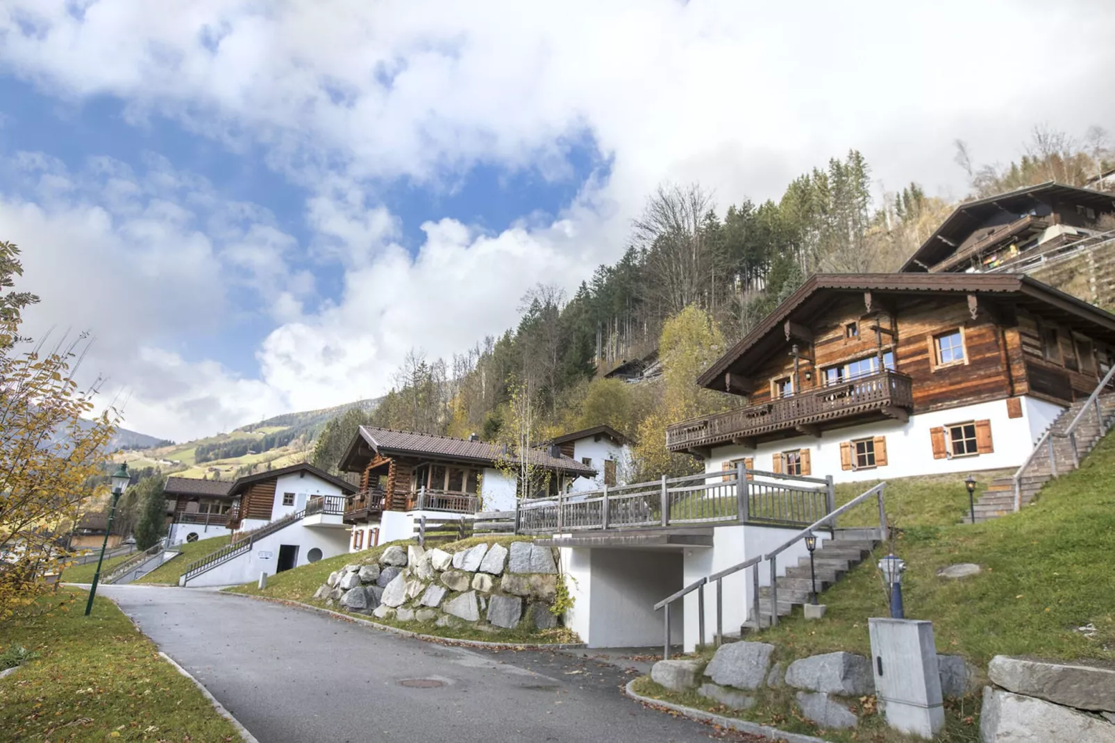 Chalets im Wald-Buitenkant zomer