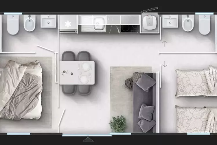 Mobile Homes Strasko Novalja Olive 34 qm für 5 Pers-Plattegrond