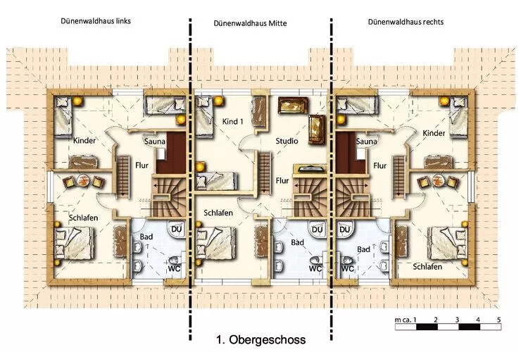 Dünenwaldhaus links Typ 1-Plattegrond