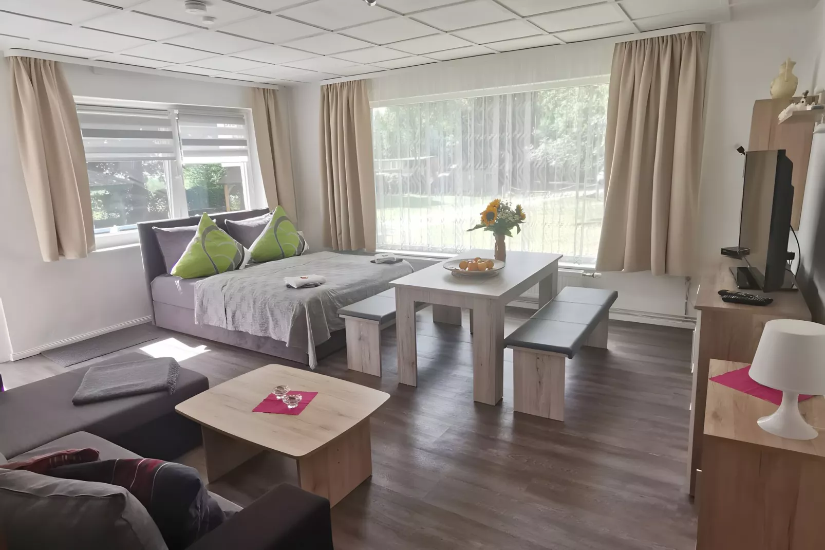Ferienwohnung am Goldberger See-Woonkamer