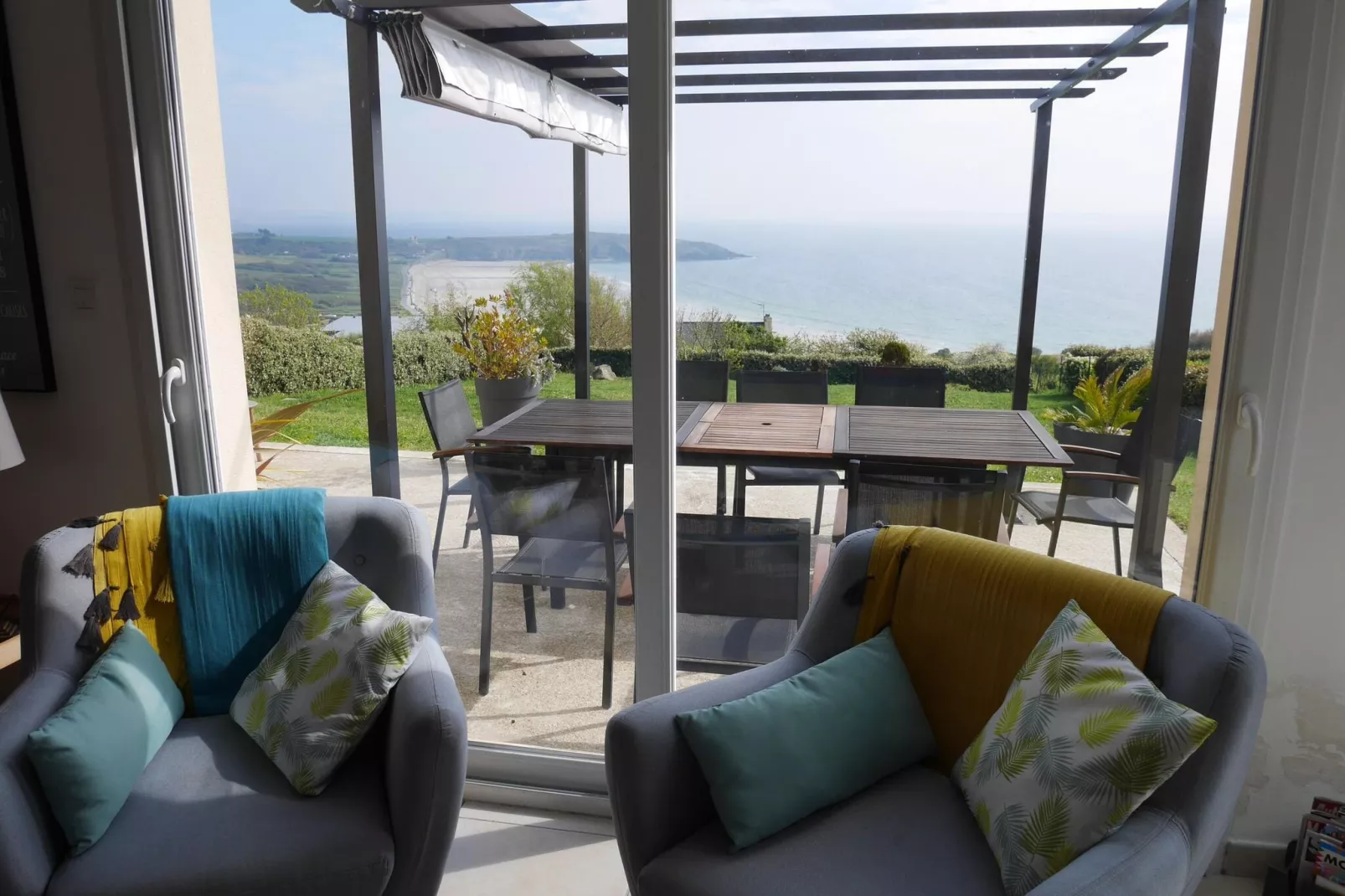 180° Panorama Meerblick Ferienhaus Telgruc-sur-Mer-Uitzicht zomer