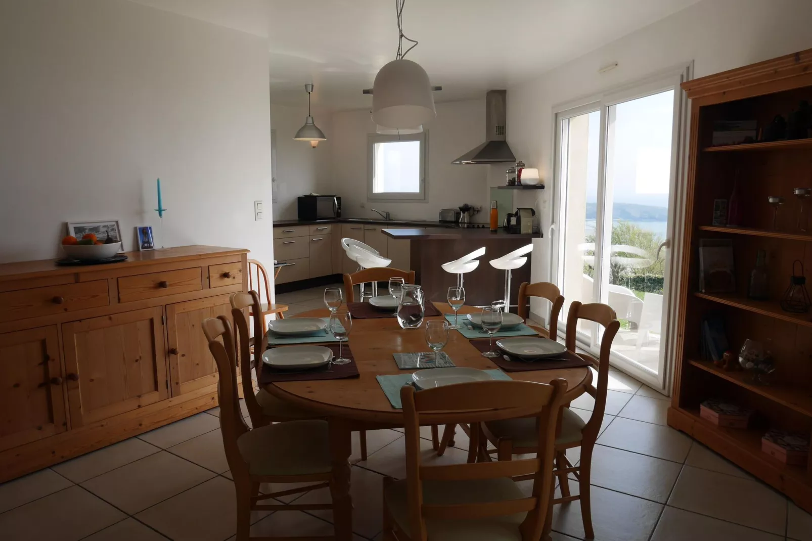 180° Panorama Meerblick Ferienhaus Telgruc-sur-Mer-Woonkamer