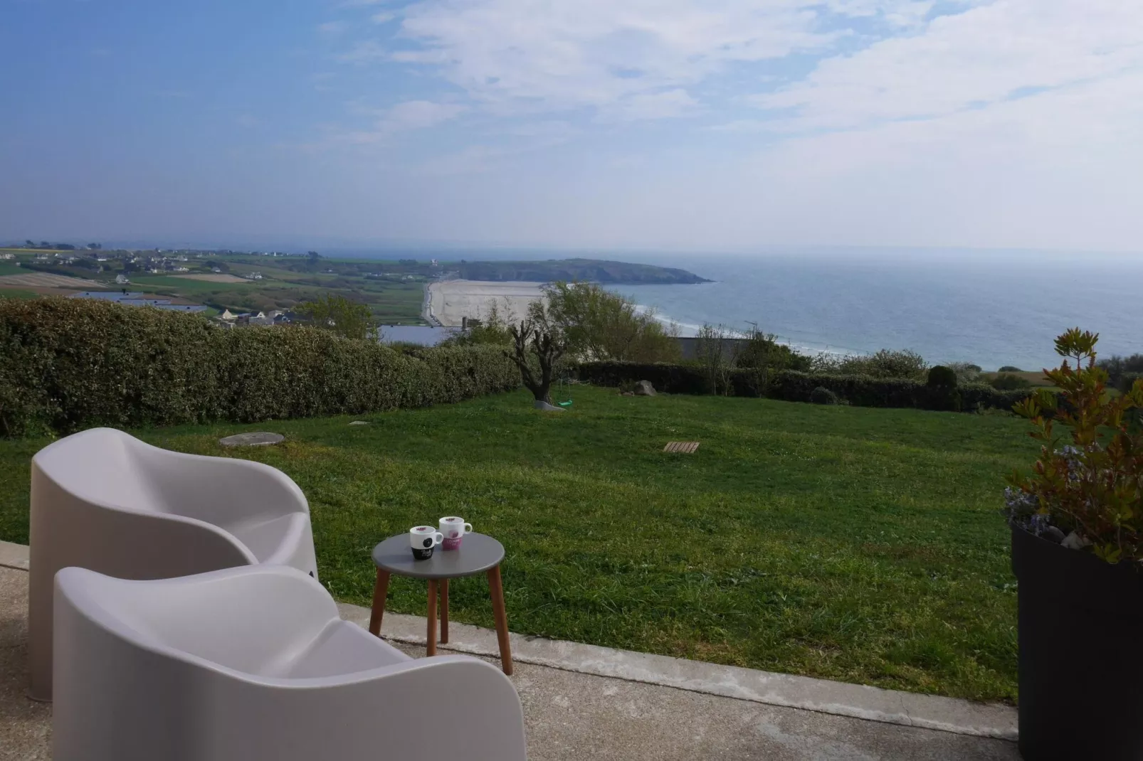 180° Panorama Meerblick Ferienhaus Telgruc-sur-Mer-Uitzicht zomer