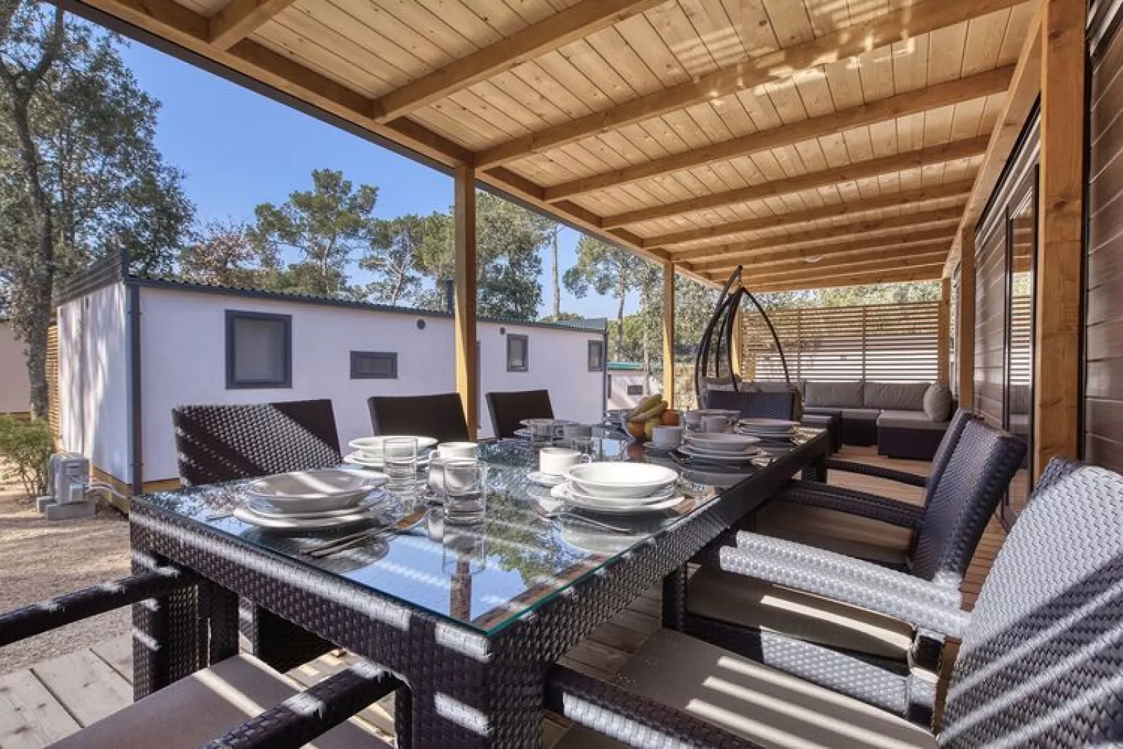 Mobile Homes Soline Biograd-Dalmatia Glamping Family Deluxe-Buitenkant zomer