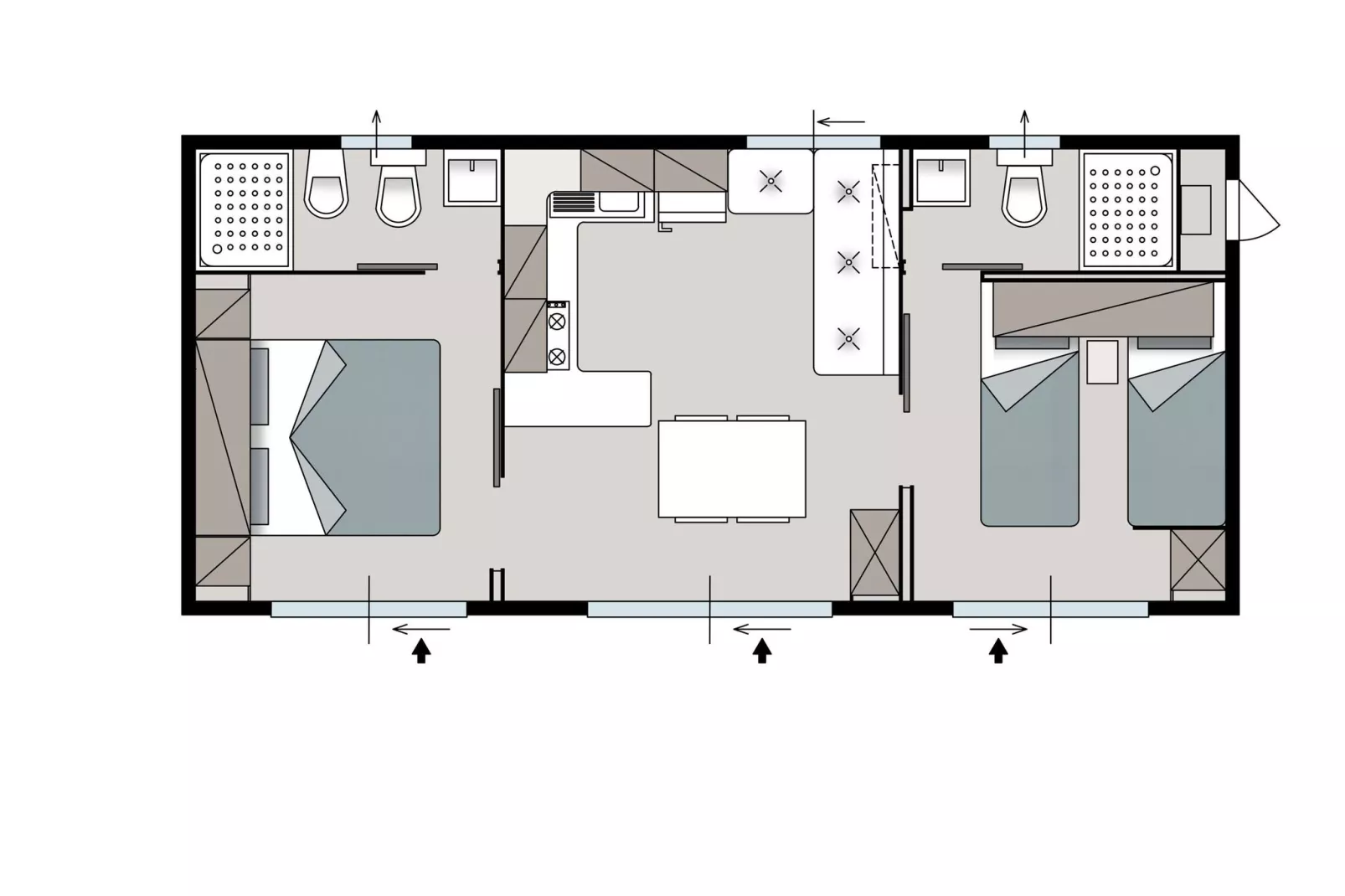 Mobile Homes Strasko Novalja - Adria 34 qm für 5 Pers-Plattegrond