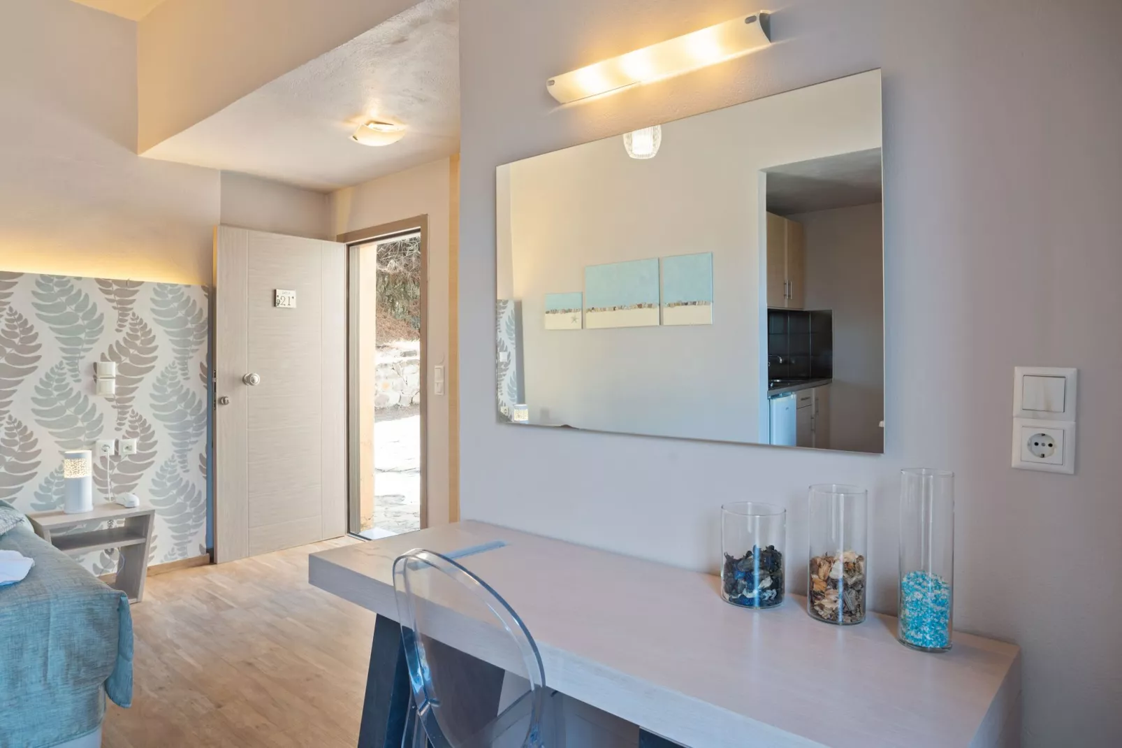 Mooie studio op Lesbos met een balkon-Hal-ontvangst